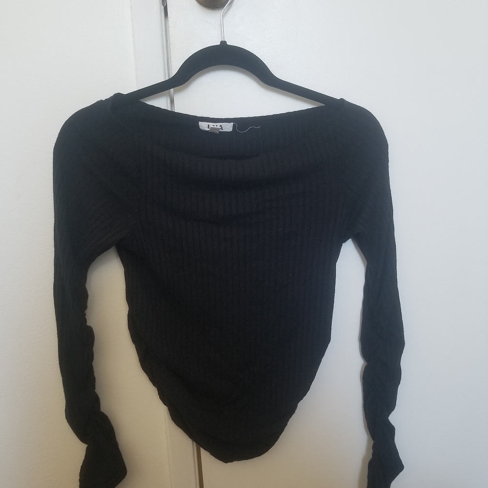 LNA Ribbed/Ruched Long Sleeve Shirt